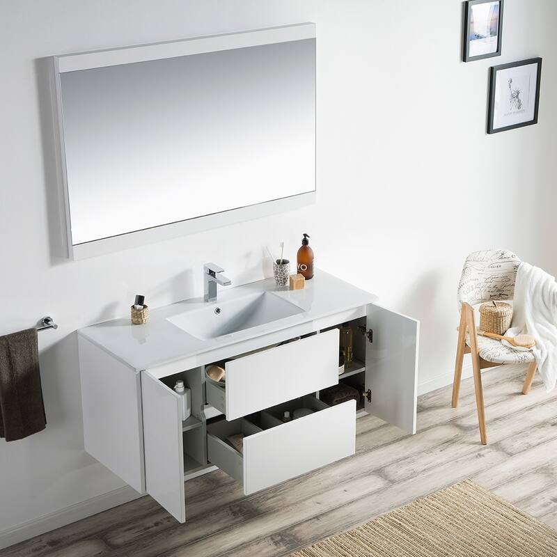Solid Wood Luxury Wall-Mounted Vanity Set