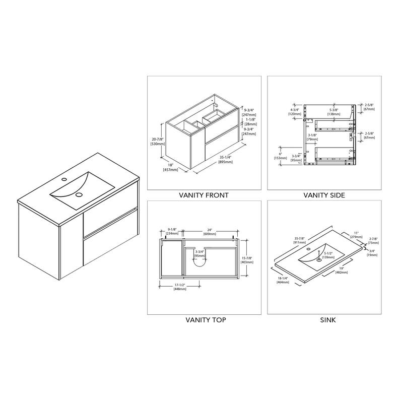 Solid Wood Luxury Wall-Mounted Vanity Set