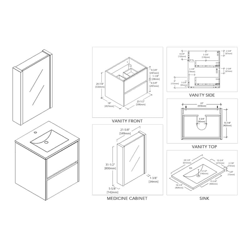 Solid Wood Luxury Wall-Mounted Vanity Set