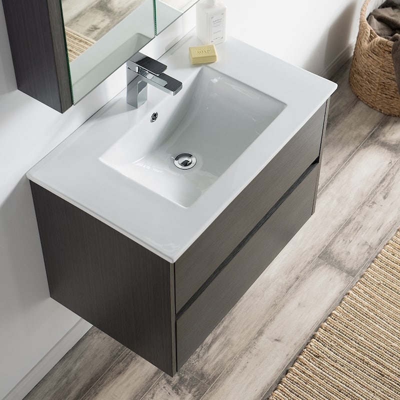 Solid Wood Luxury Wall-Mounted Vanity Set