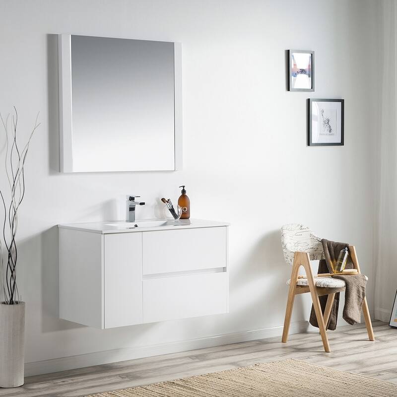 Solid Wood Luxury Wall-Mounted Vanity Set