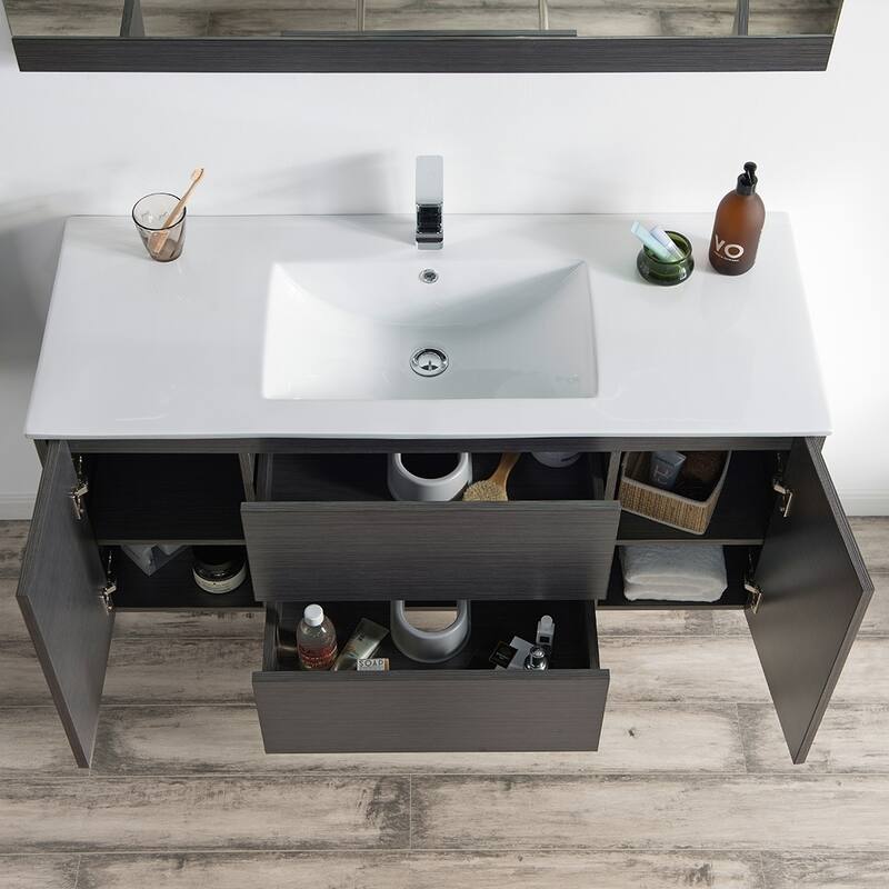Solid Wood Luxury Wall-Mounted Vanity Set