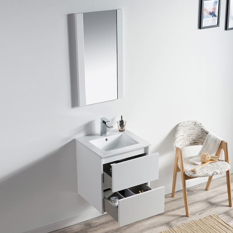 Solid Wood Luxury Wall-Mounted Vanity Set