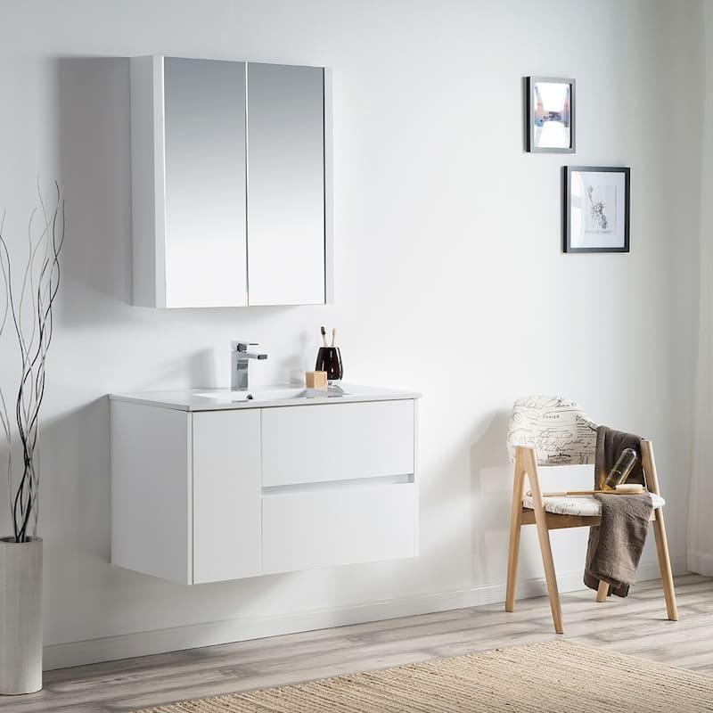 Solid Wood Luxury Wall-Mounted Vanity Set