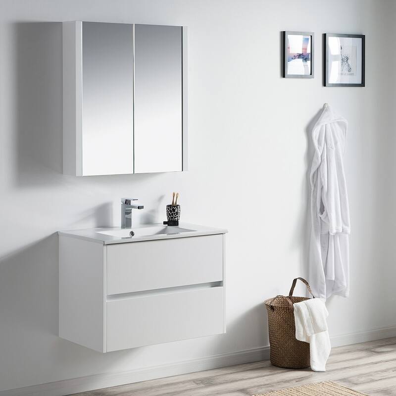 Solid Wood Luxury Wall-Mounted Vanity Set