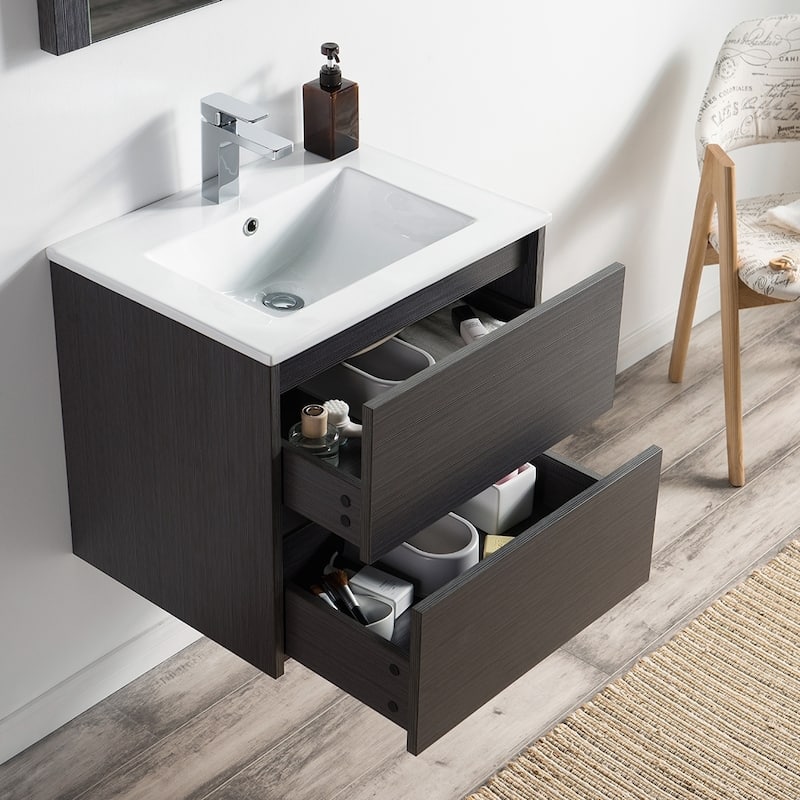 Solid Wood Luxury Wall-Mounted Vanity Set