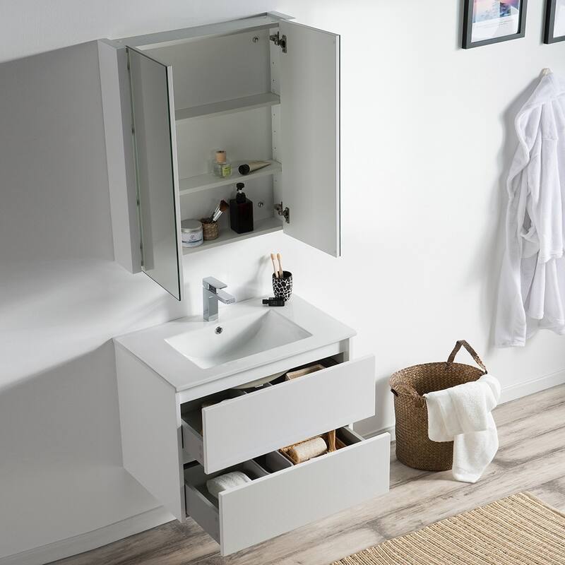 Solid Wood Luxury Wall-Mounted Vanity Set