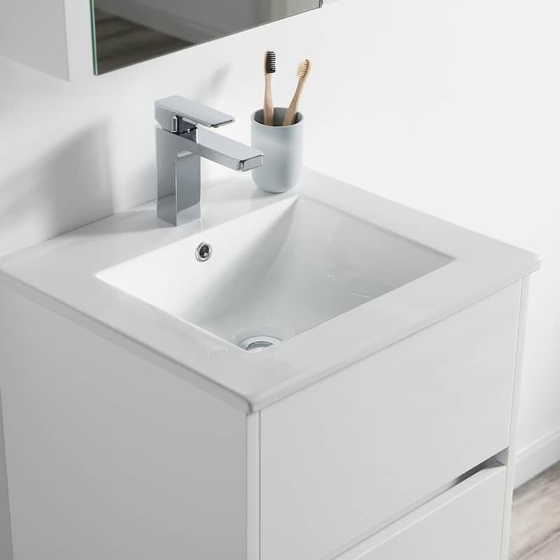 Solid Wood Luxury Wall-Mounted Vanity Set