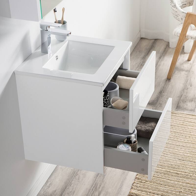 Solid Wood Luxury Wall-Mounted Vanity Set