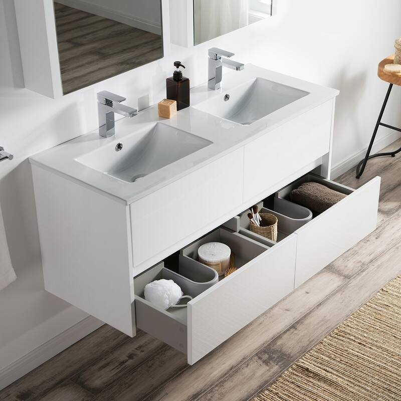 Solid Wood Luxury Wall-Mounted Vanity Set