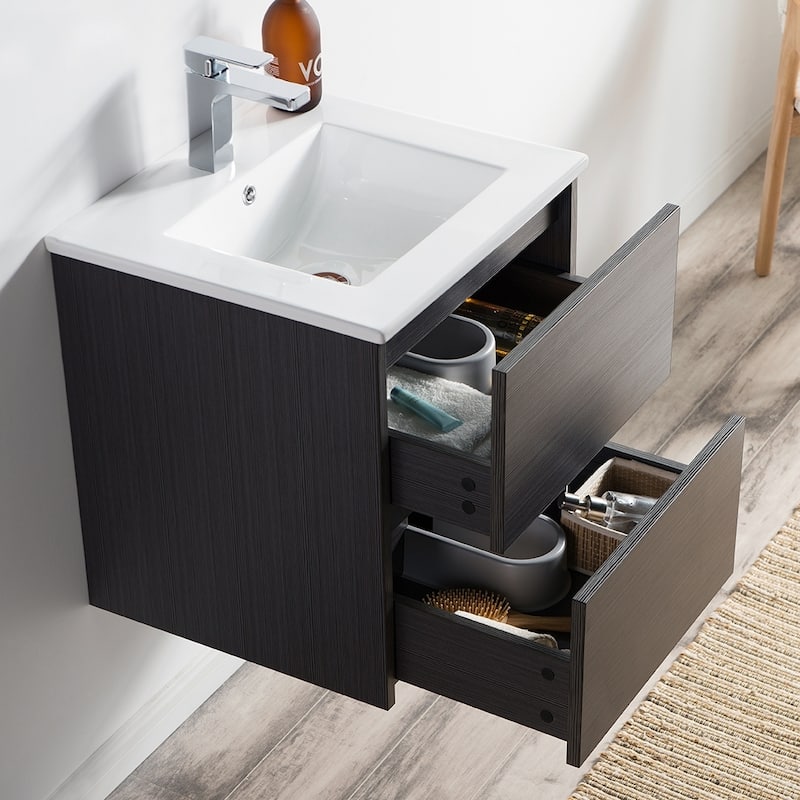 Solid Wood Luxury Wall-Mounted Vanity Set