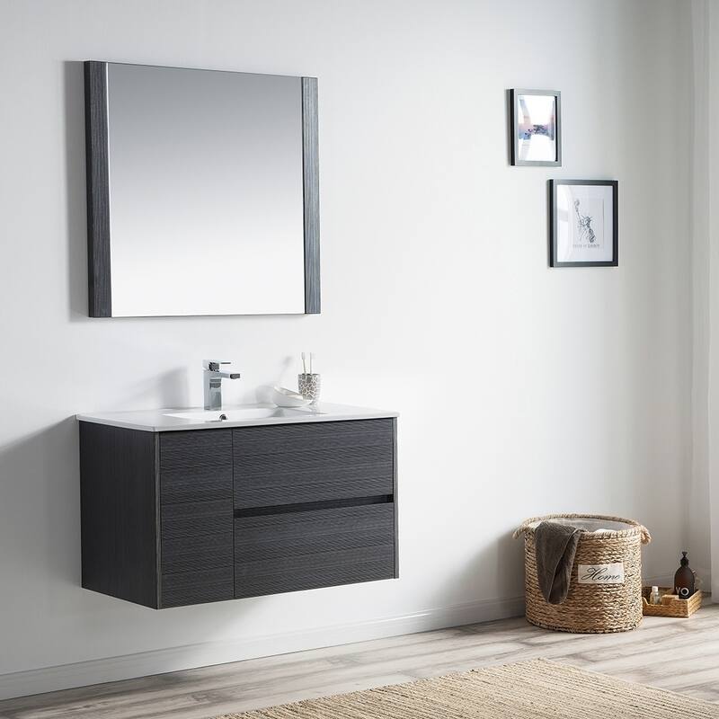 Solid Wood Luxury Wall-Mounted Vanity Set