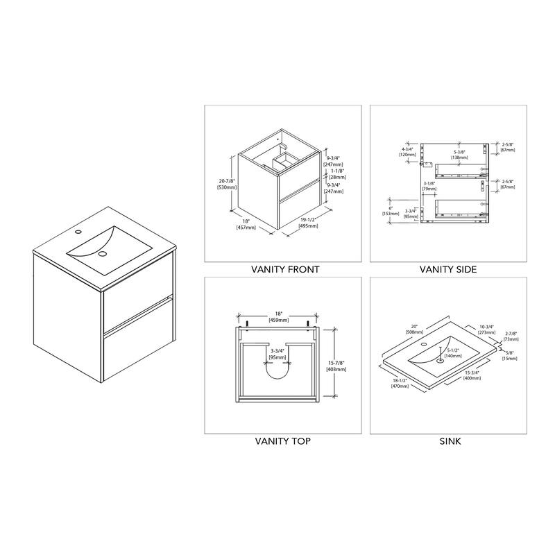 Solid Wood Luxury Wall-Mounted Vanity Set