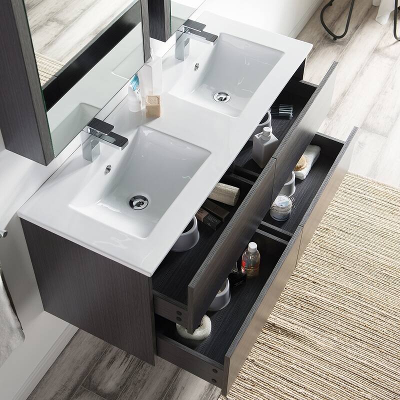 Solid Wood Luxury Wall-Mounted Vanity Set