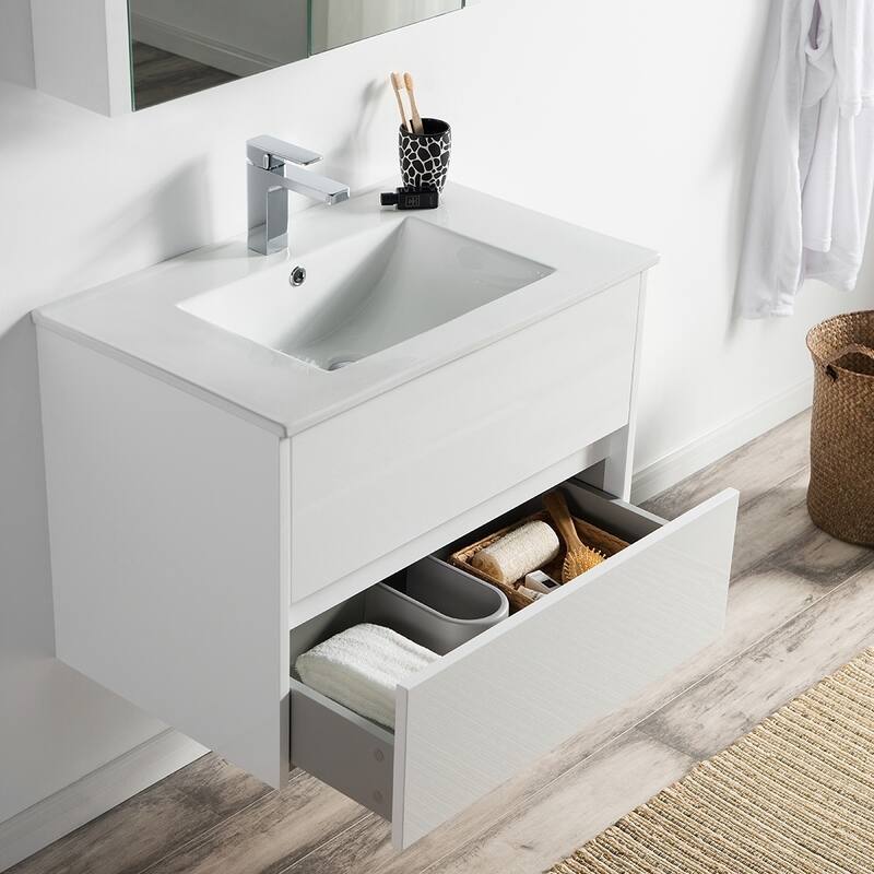 Solid Wood Luxury Wall-Mounted Vanity Set