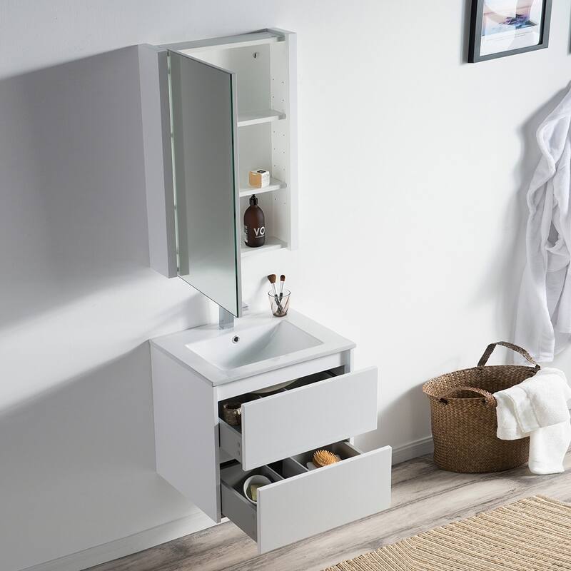Solid Wood Luxury Wall-Mounted Vanity Set