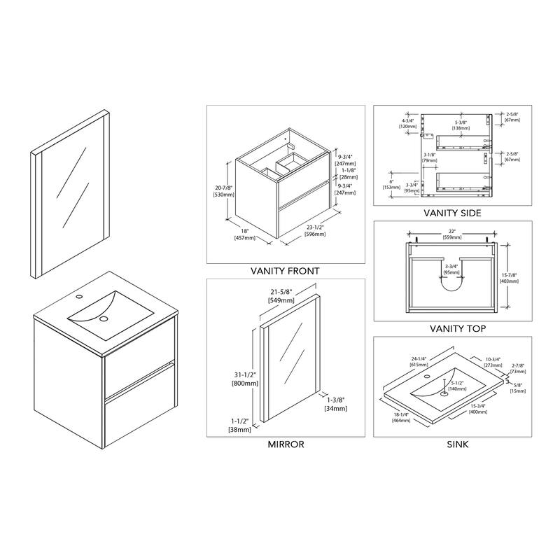 Solid Wood Luxury Wall-Mounted Vanity Set