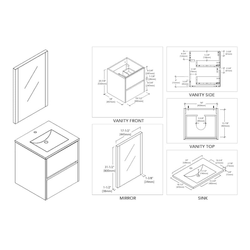 Solid Wood Luxury Wall-Mounted Vanity Set