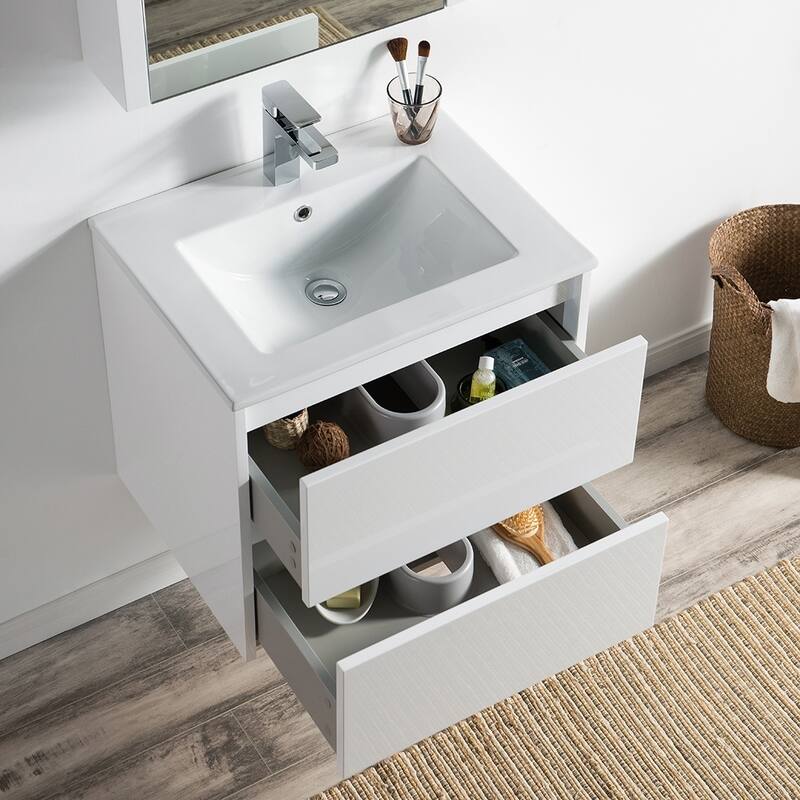 Solid Wood Luxury Wall-Mounted Vanity Set