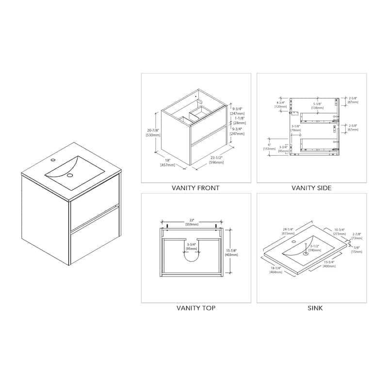 Solid Wood Luxury Wall-Mounted Vanity Set