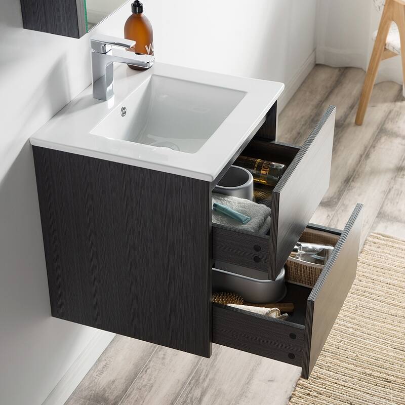 Solid Wood Luxury Wall-Mounted Vanity Set