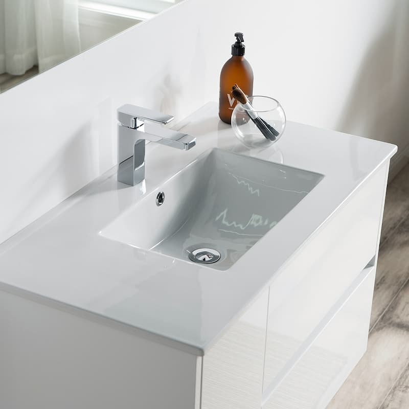 Solid Wood Luxury Wall-Mounted Vanity Set