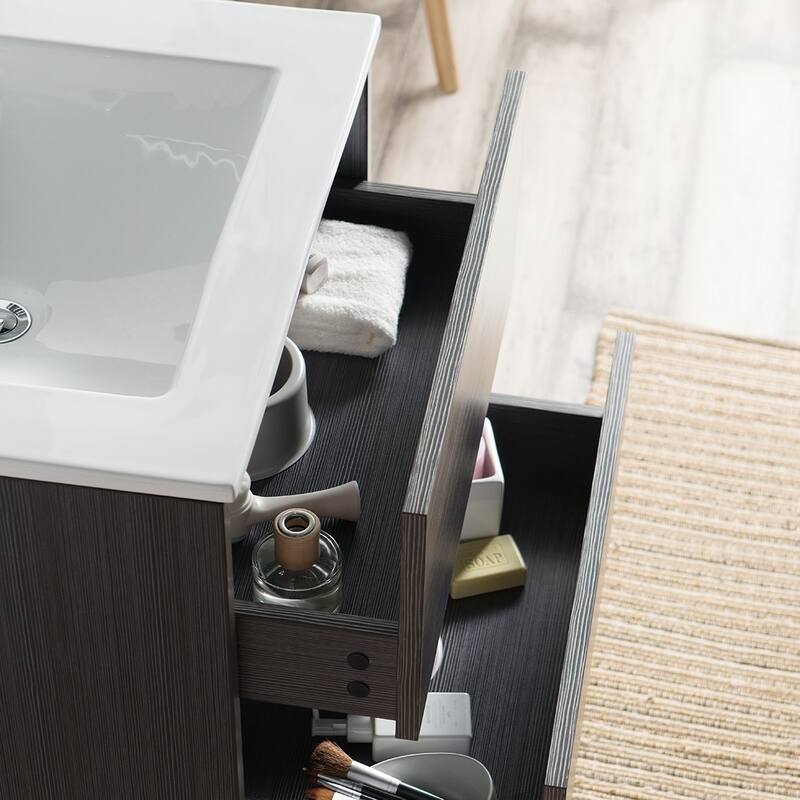 Solid Wood Luxury Wall-Mounted Vanity Set