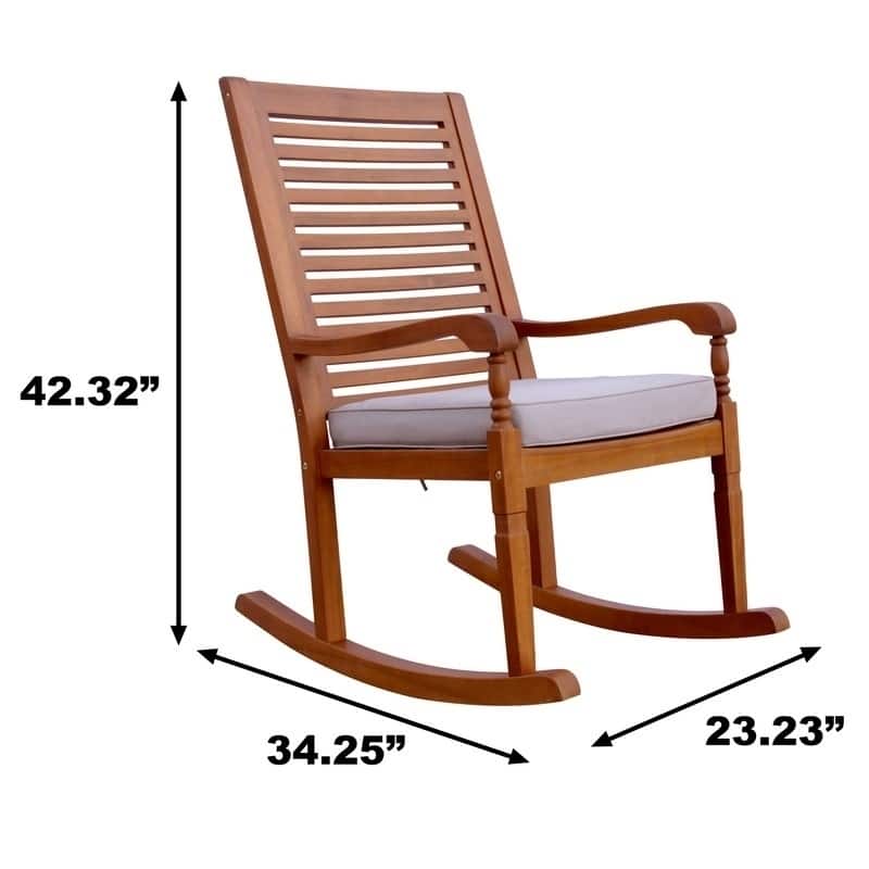 Teba Natural Acacia Rocking Chair with Grey Cushion by Havenside Home