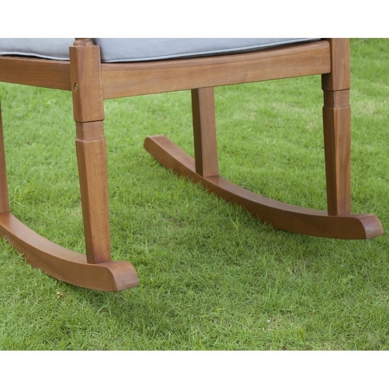 Teba Natural Acacia Rocking Chair with Grey Cushion by Havenside Home