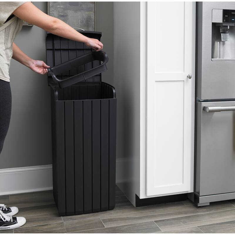 Keter Copenhagen Large Elegant And Durable Trash Can With Lid For Outdoor Indoor Use