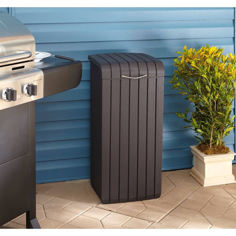 Keter Copenhagen Large Elegant And Durable Trash Can With Lid For Outdoor Indoor Use