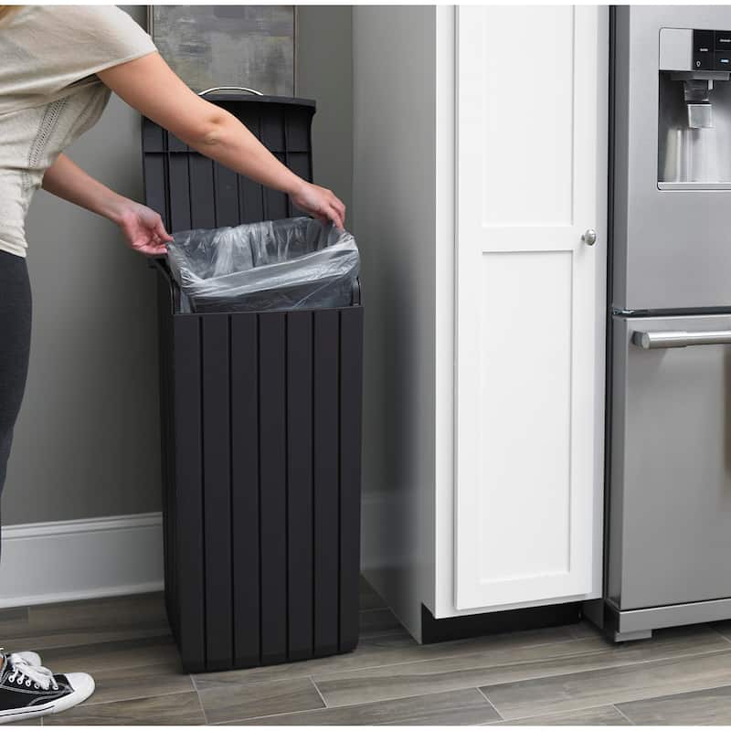 Keter Copenhagen Large Elegant And Durable Trash Can With Lid For Outdoor Indoor Use