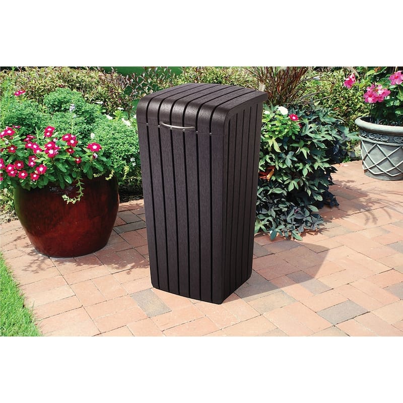Keter Copenhagen Large Elegant And Durable Trash Can With Lid For Outdoor Indoor Use