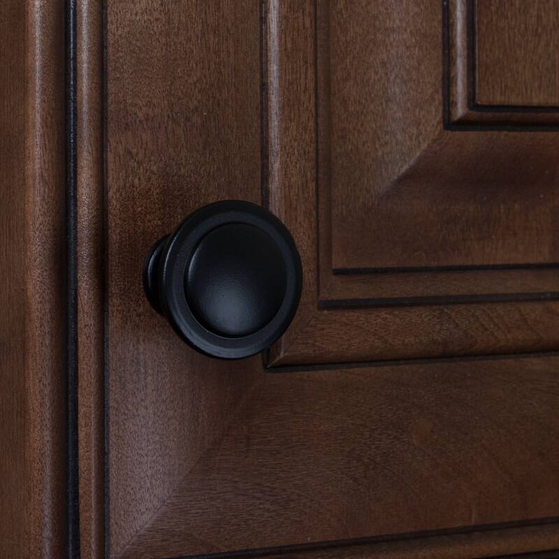 GlideRite 5-Pack 1-1/4 in. Matte Black Round Ring Cabinet Knobs - Matte Black