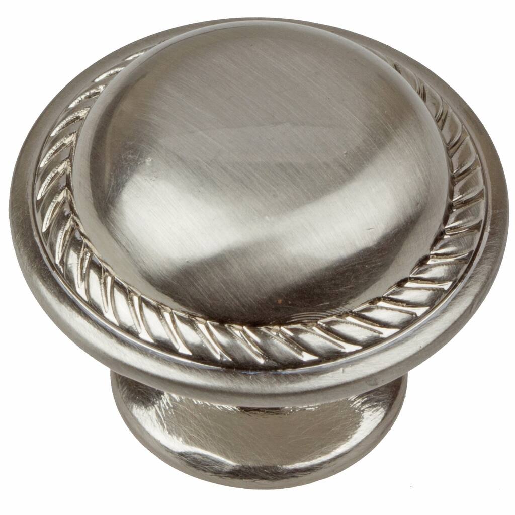 GlideRite 5-Pack 1-1/8 in. Satin Nickel Round Rope Cabinet Knobs - Satin Nickel