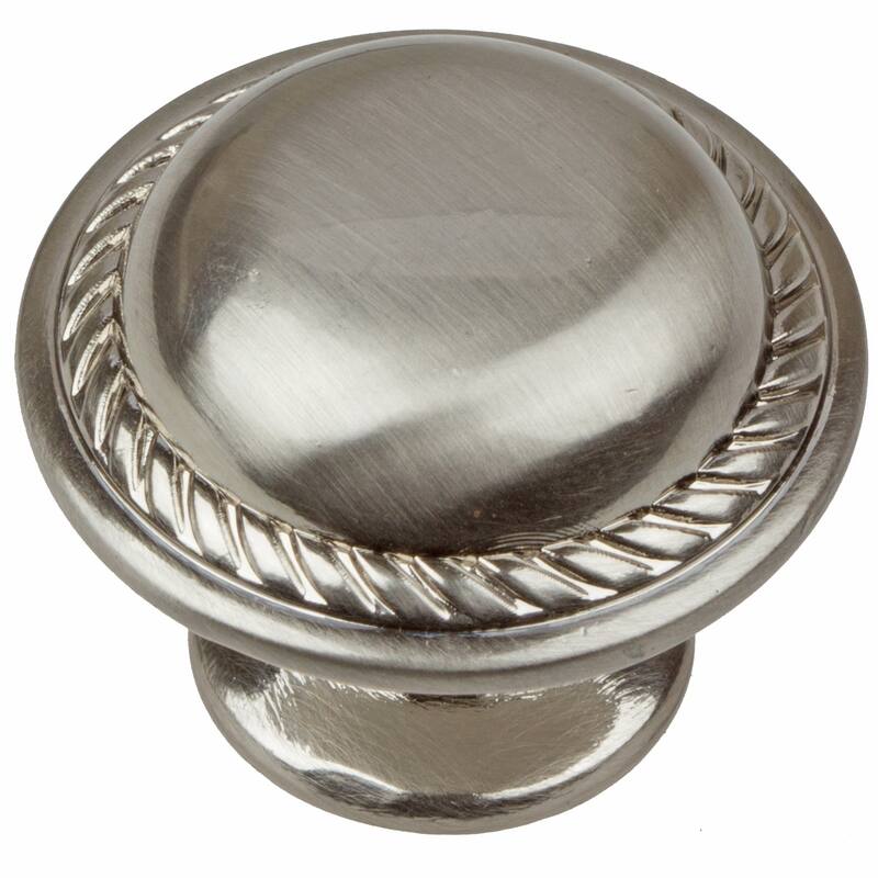 GlideRite 5-Pack 1-1/8 in. Satin Nickel Round Rope Cabinet Knobs - Satin Nickel
