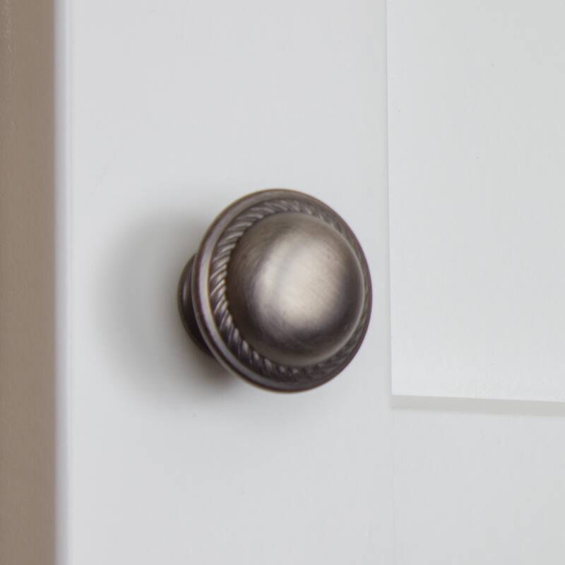 GlideRite 5-Pack 1-1/8 in. Satin Pewter Round Rope Cabinet Knobs - Satin Pewter