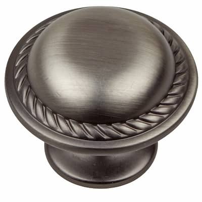 GlideRite 5-Pack 1-1/8 in. Satin Pewter Round Rope Cabinet Knobs - Satin Pewter