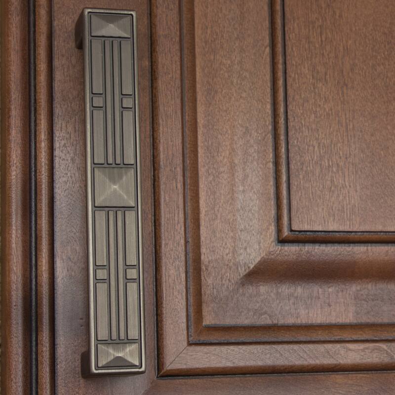 GlideRite 5-Pk 5 in. CC Satin Pewter Rectangle Craftsman Cabinet Pulls - Satin Pewter