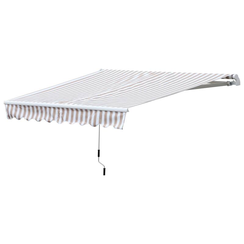 Outsunny 10'x8' Retractable Sun Shade Patio/Window Awning that Opens Smooth & Quietly, Reducing Heat in Your Home, Beige
