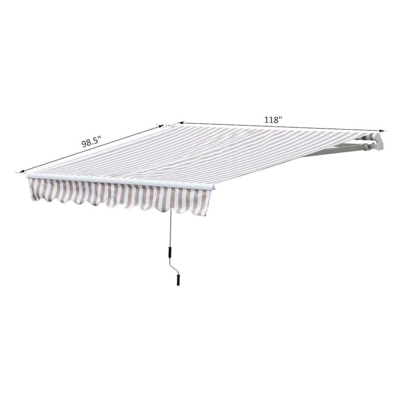 Outsunny 10'x8' Retractable Sun Shade Patio/Window Awning that Opens Smooth & Quietly, Reducing Heat in Your Home, Beige