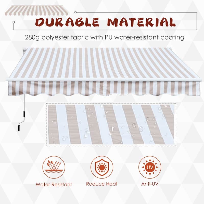 Outsunny 10'x8' Retractable Sun Shade Patio/Window Awning that Opens Smooth & Quietly, Reducing Heat in Your Home, Beige