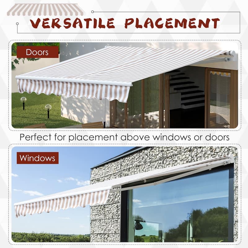 Outsunny 10'x8' Retractable Sun Shade Patio/Window Awning that Opens Smooth & Quietly, Reducing Heat in Your Home, Beige
