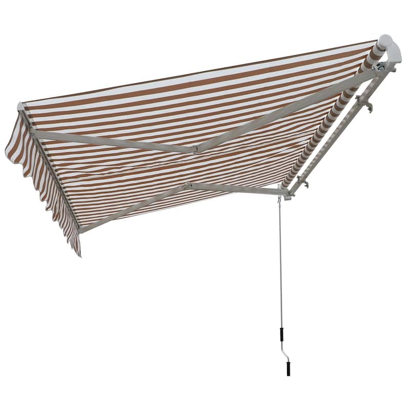 Outsunny 10'x8' Retractable Sun Shade Patio/Window Awning that Opens Smooth & Quietly, Reducing Heat in Your Home, Beige