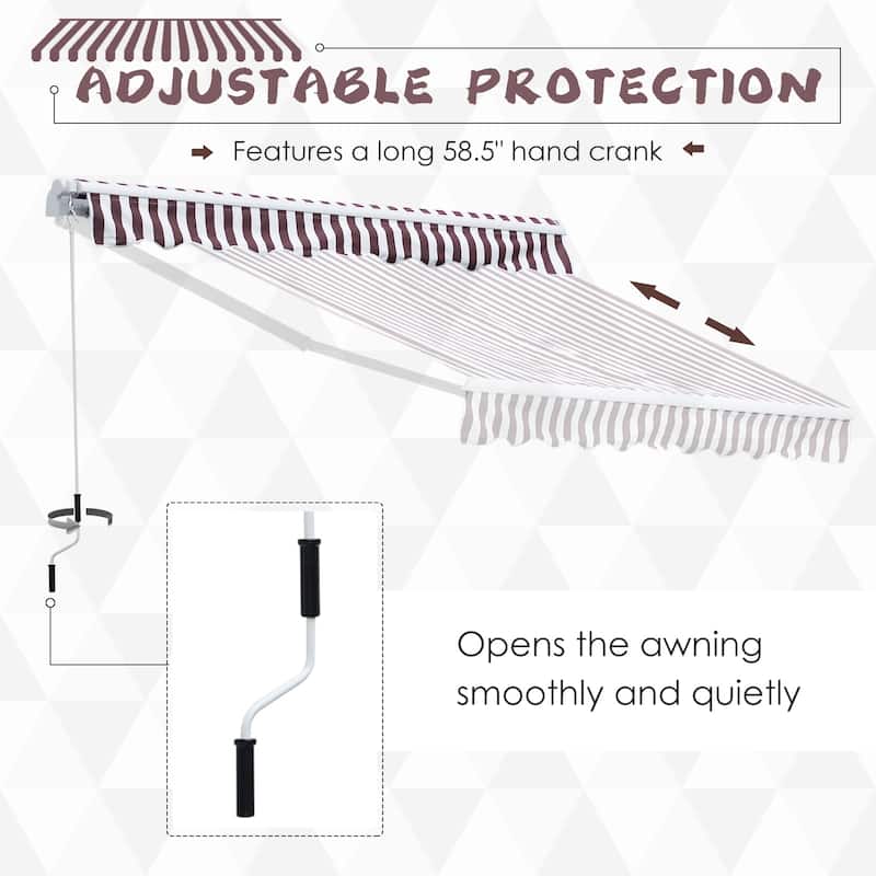 Outsunny 10'x8' Retractable Sun Shade Patio/Window Awning that Opens Smooth & Quietly, Reducing Heat in Your Home, Brown