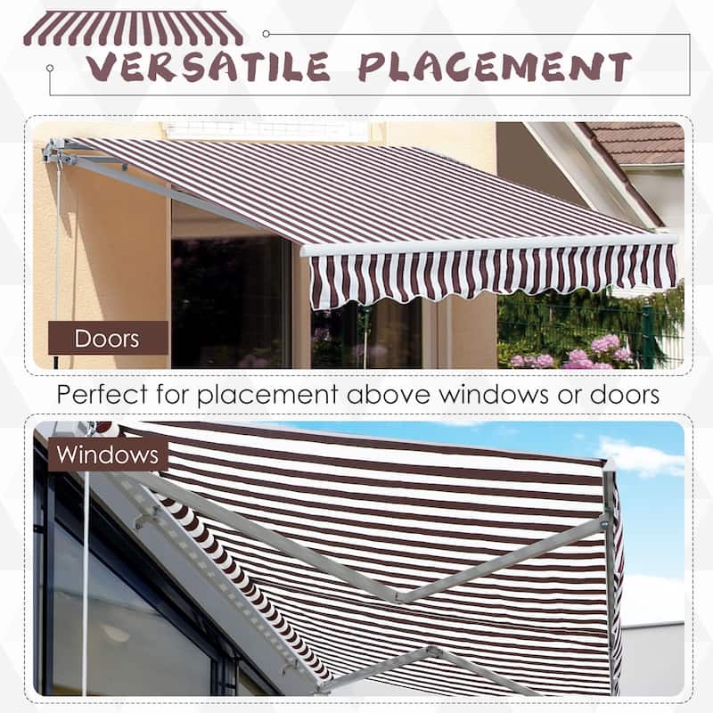 Outsunny 10'x8' Retractable Sun Shade Patio/Window Awning that Opens Smooth & Quietly, Reducing Heat in Your Home, Brown