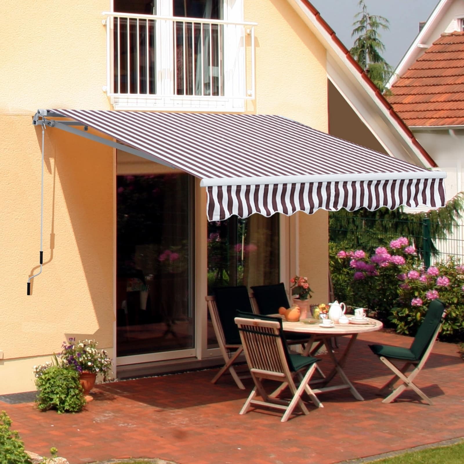 Outsunny 10x8 Retractable Sun Shade Patio Window Awning That Opens Smooth Quietly