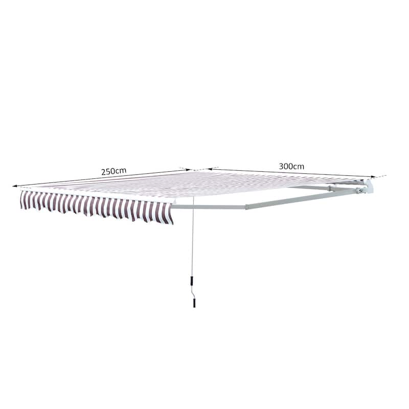 Outsunny 10'x8' Retractable Sun Shade Patio/Window Awning that Opens Smooth & Quietly, Reducing Heat in Your Home, Brown