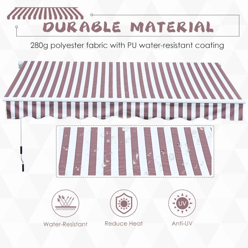 Outsunny 10'x8' Retractable Sun Shade Patio/Window Awning that Opens Smooth & Quietly, Reducing Heat in Your Home, Brown