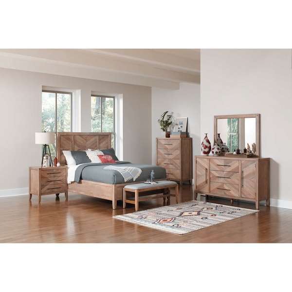 Shop Casserly White Washed Natural 3-piece Panel Bedroom ...